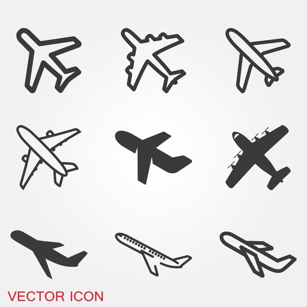 icône d'avion sur fond blanc, vecteur d'icône avion. symboles d'avion icône plate