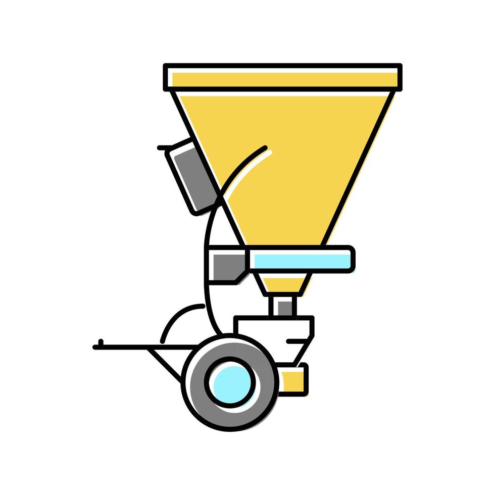 illustration vectorielle de l'icône de couleur de l'équipement agricole du semoir de diffusion vecteur