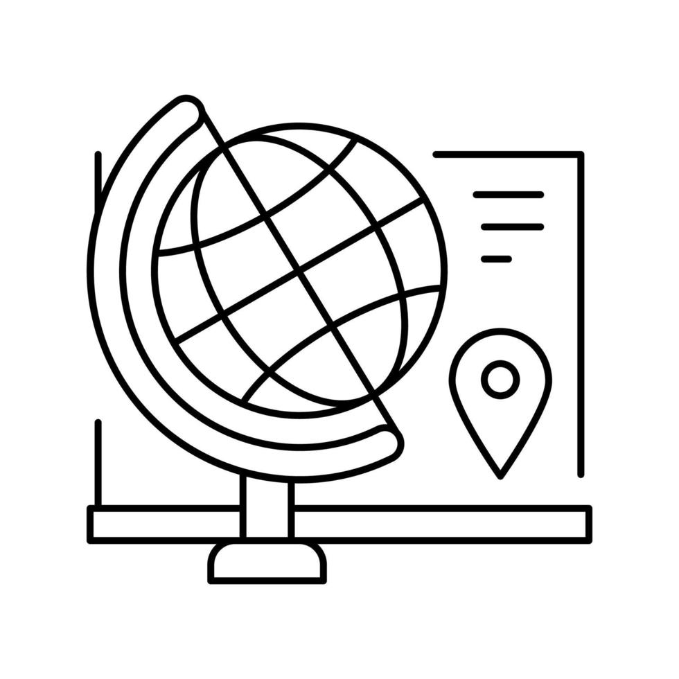 illustration vectorielle de l'icône de la ligne du sujet de l'école de géographie vecteur