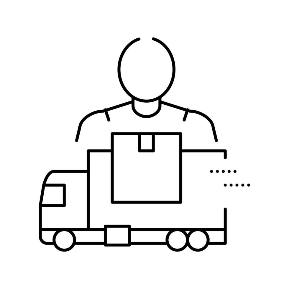 travailleur de service de livraison de déménageur et icône de ligne de camion illustration vectorielle vecteur