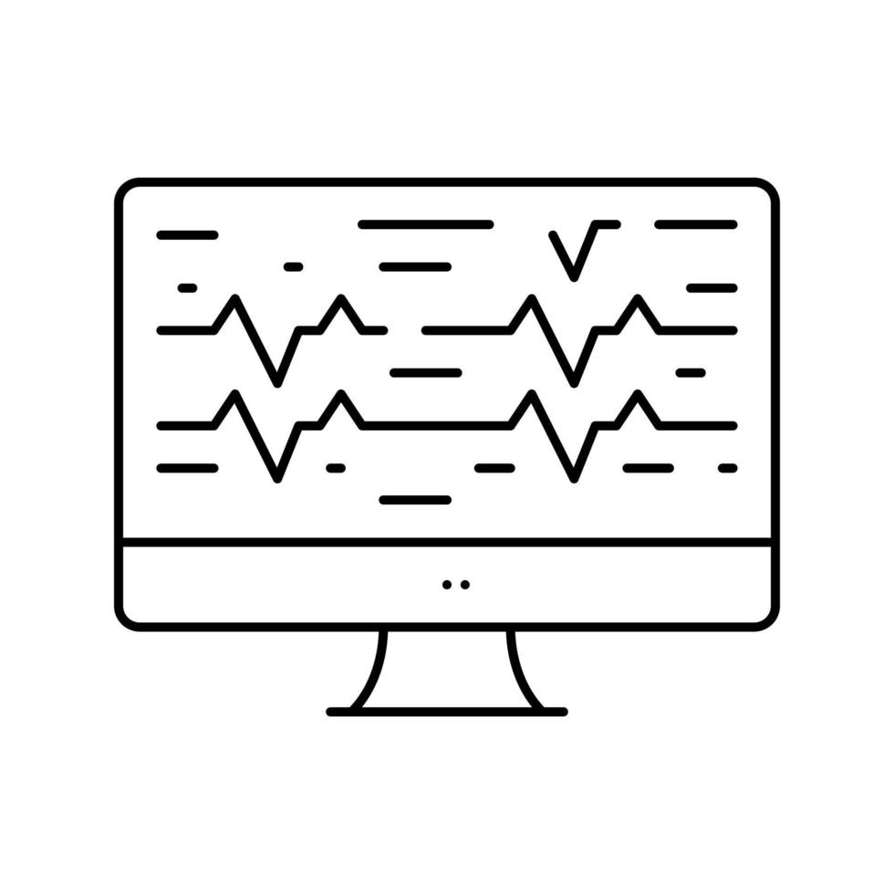 ondes sonores sur l'icône de ligne d'écran d'ordinateur illustration vectorielle vecteur