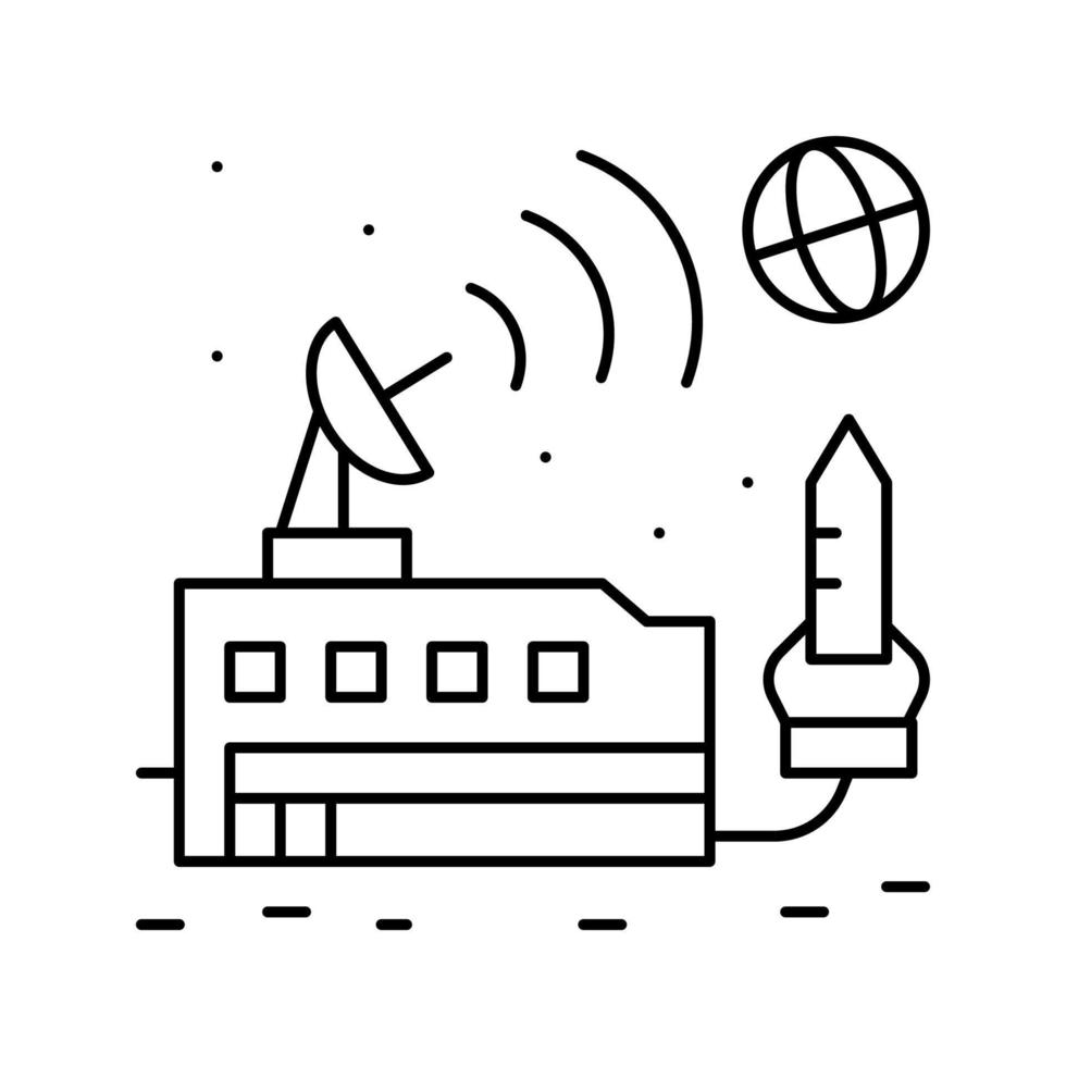base spatiale envoyant un signal sur l'icône de la ligne de terre illustration vectorielle vecteur