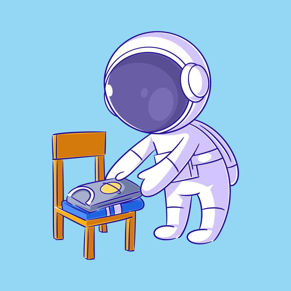 l'astronaute ajuste ses vêtements sur la chaise vecteur