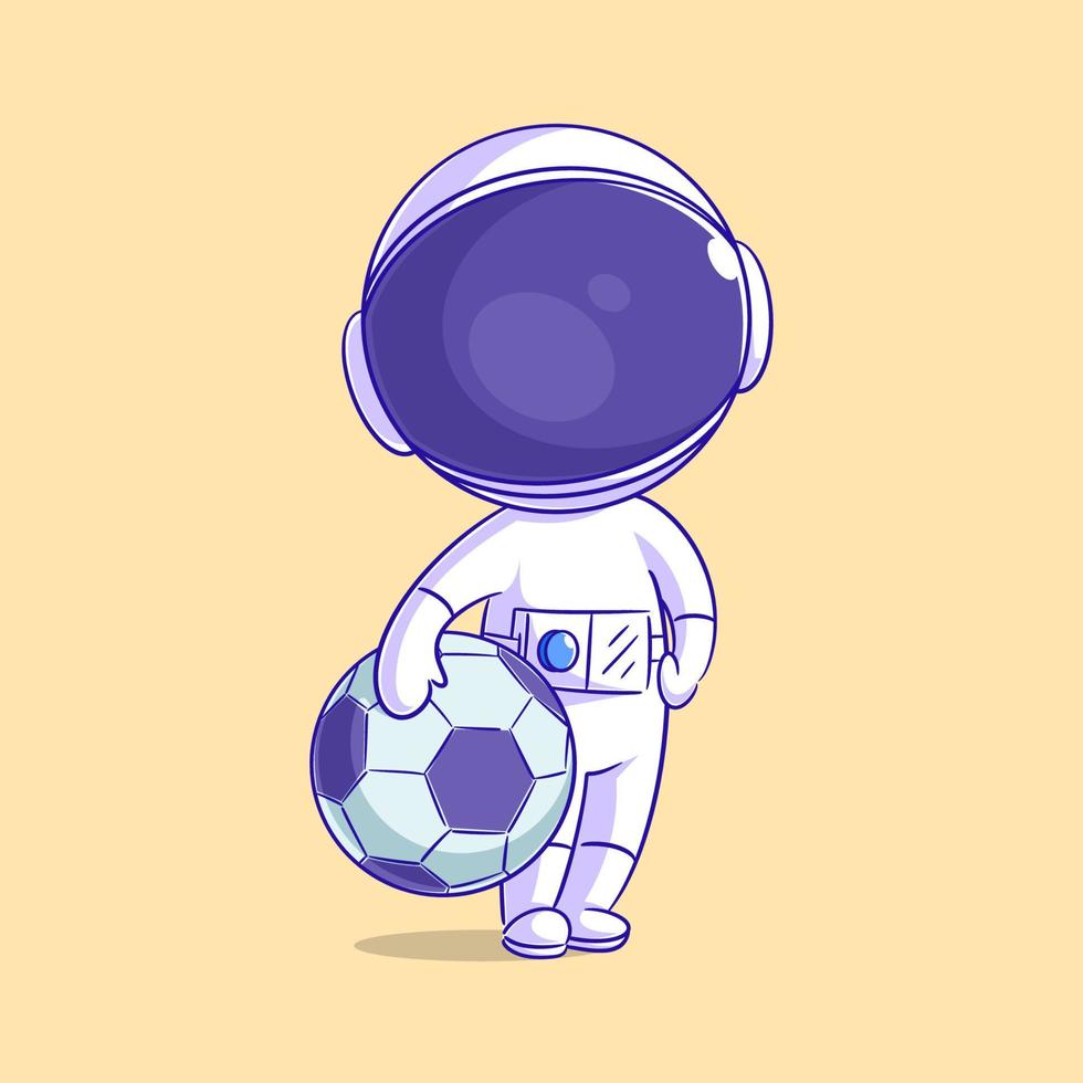 l'astronaute invite à jouer au football vecteur