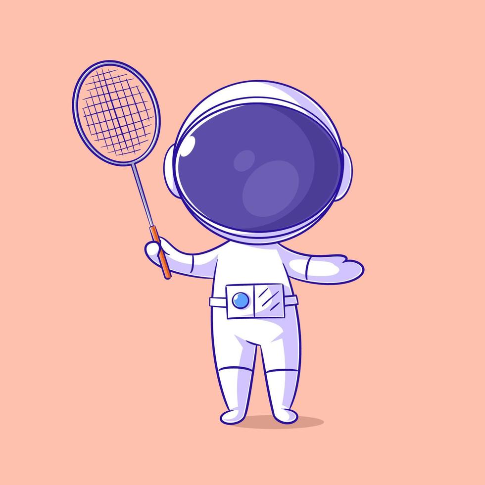 l'astronaute veut jouer au badminton vecteur