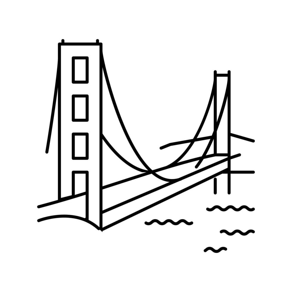 illustration vectorielle de l'icône de la ligne du pont du golden gate vecteur