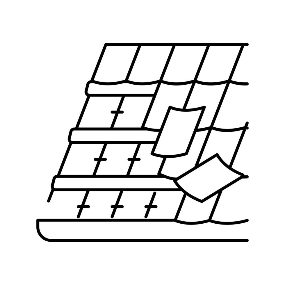 illustration vectorielle d'icône de ligne de montage de toit en tuiles vecteur