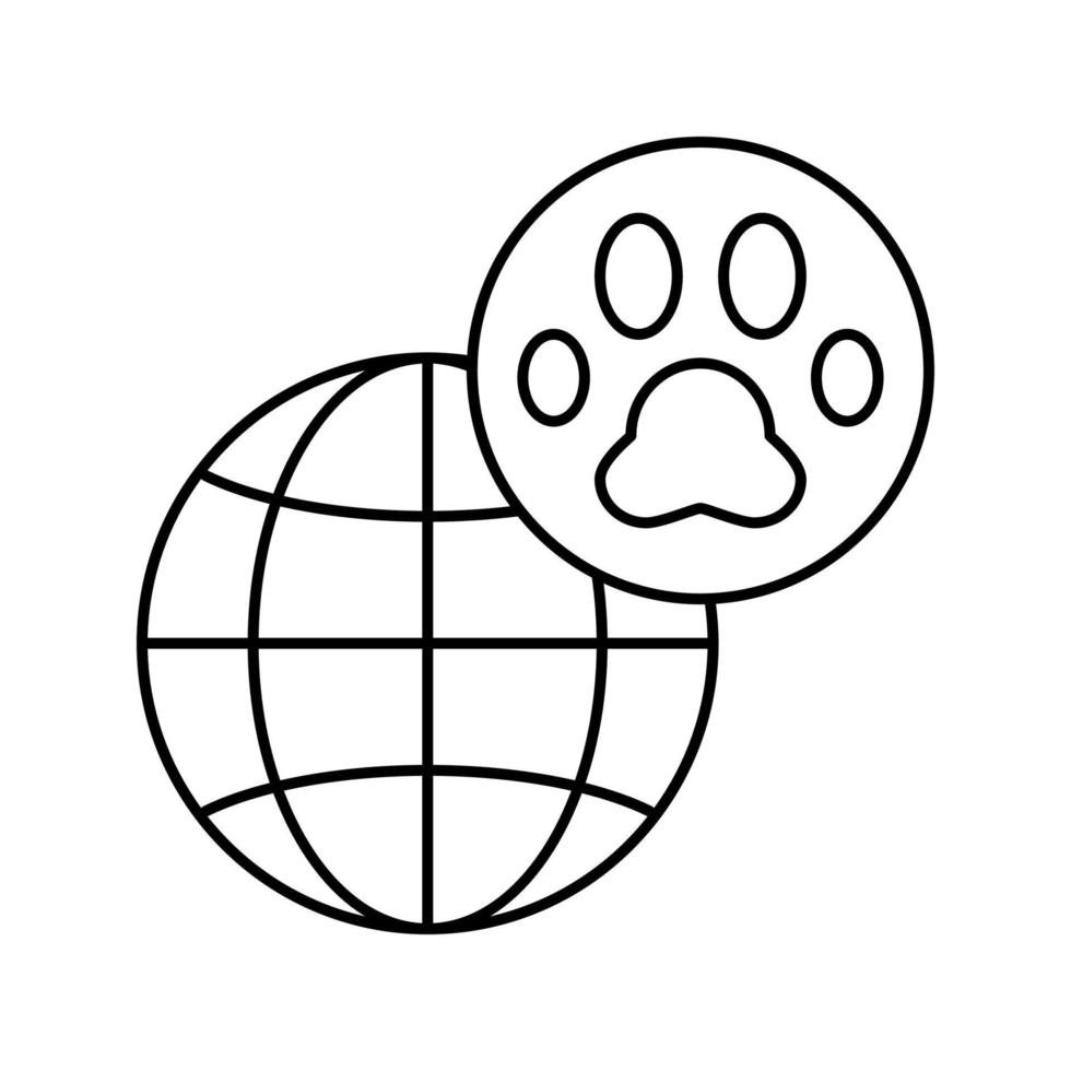 illustration vectorielle de l'icône de la ligne de voyage du monde des animaux de compagnie vecteur