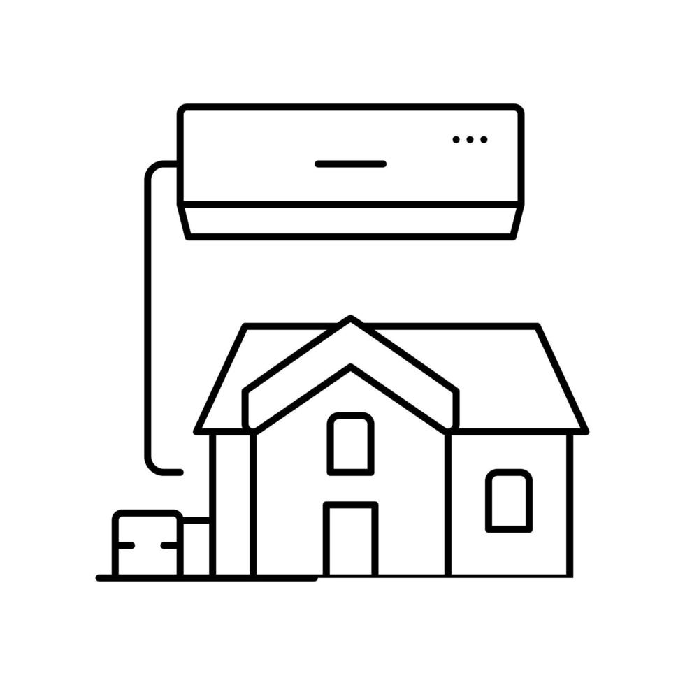 illustration vectorielle de l'icône de la ligne du système de conditionnement résidentiel vecteur