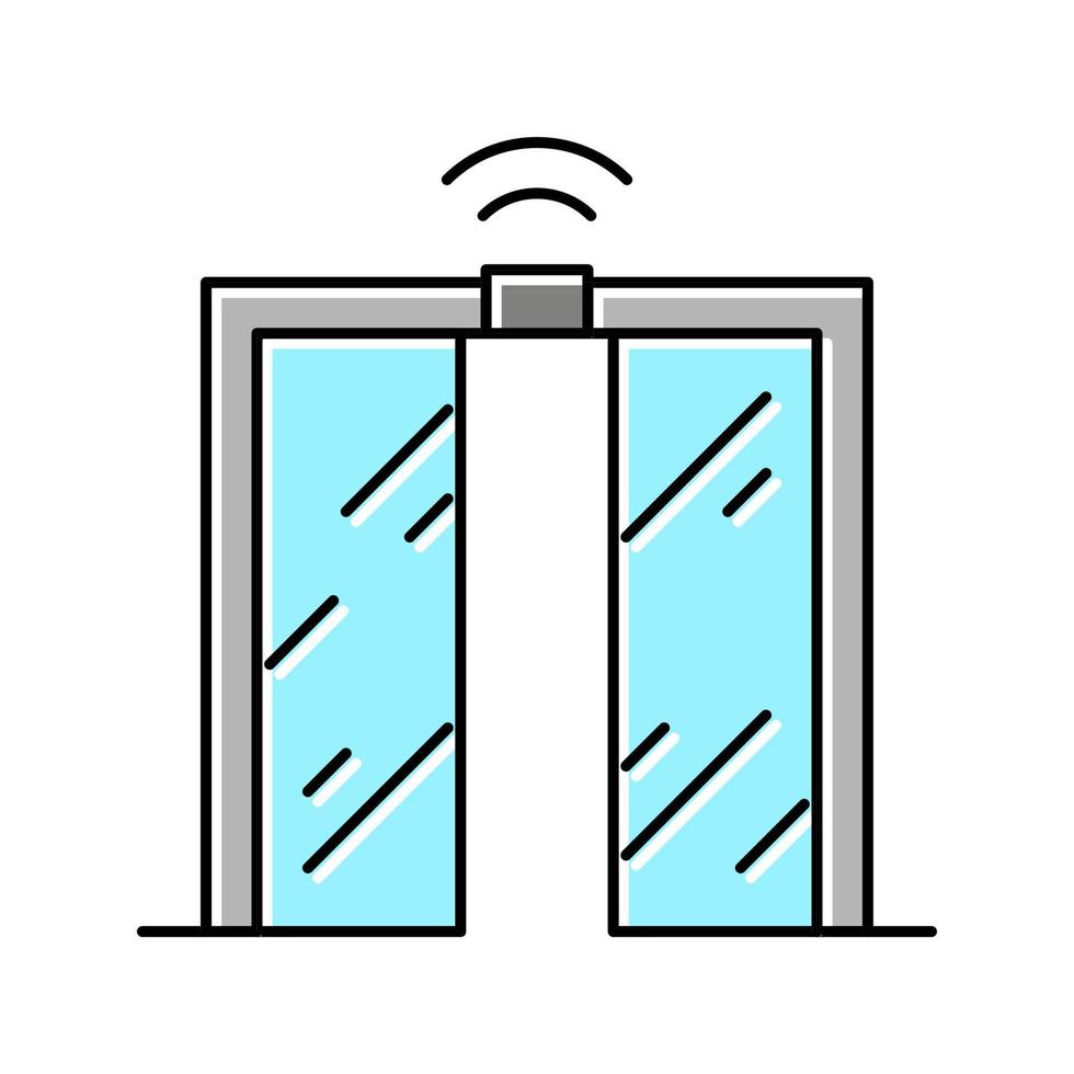 ouverture et fermeture automatiques de la porte en verre couleur icône illustration vectorielle vecteur