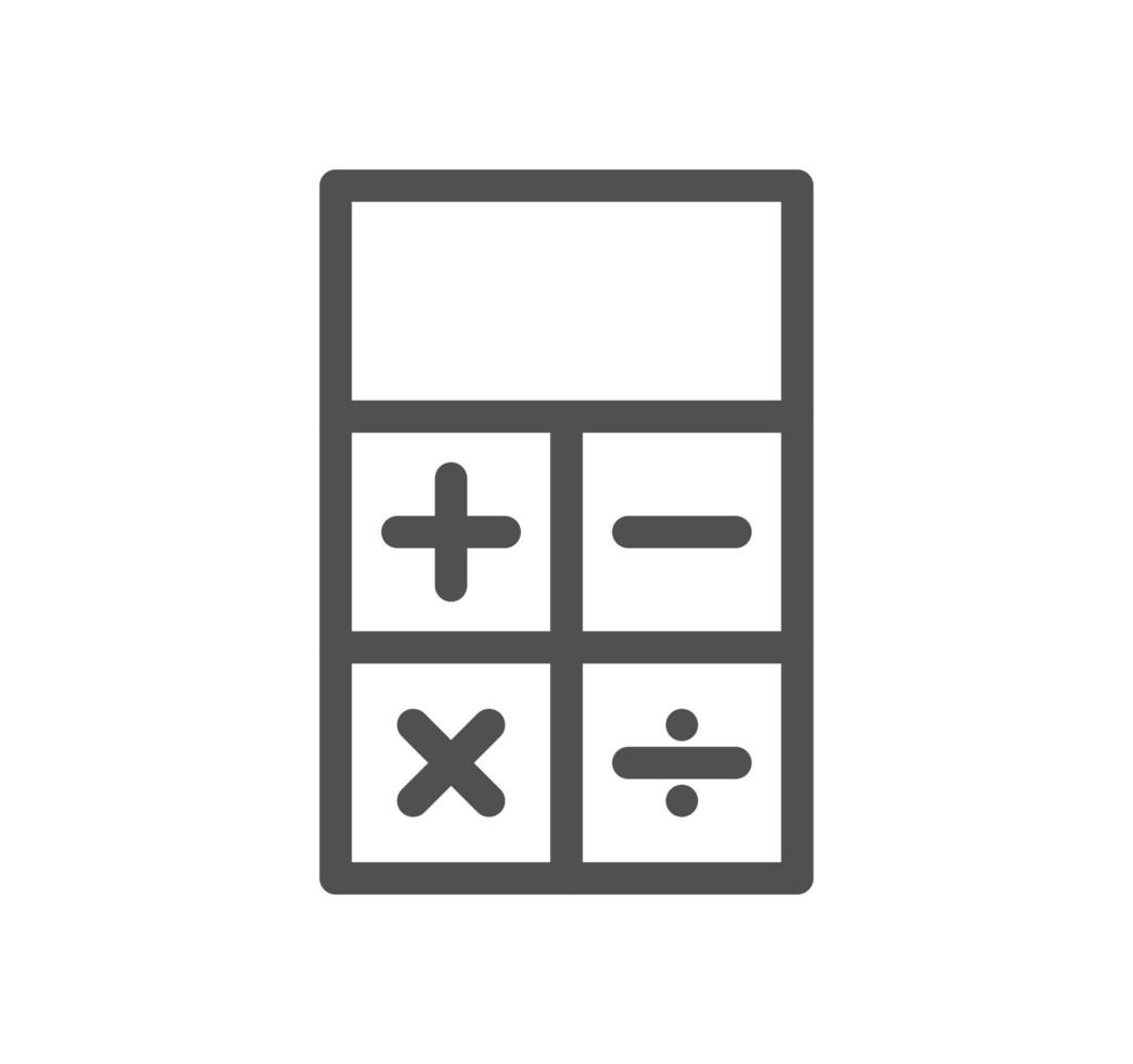 contour d'icône lié au calcul et à la comptabilité et vecteur linéaire.