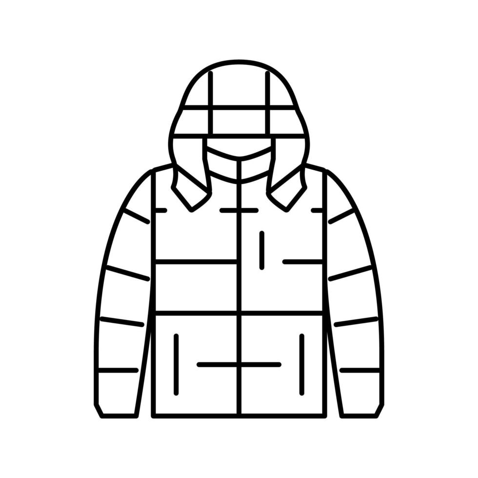 illustration vectorielle d'icône de ligne masculine de vêtements d'extérieur puffer vecteur
