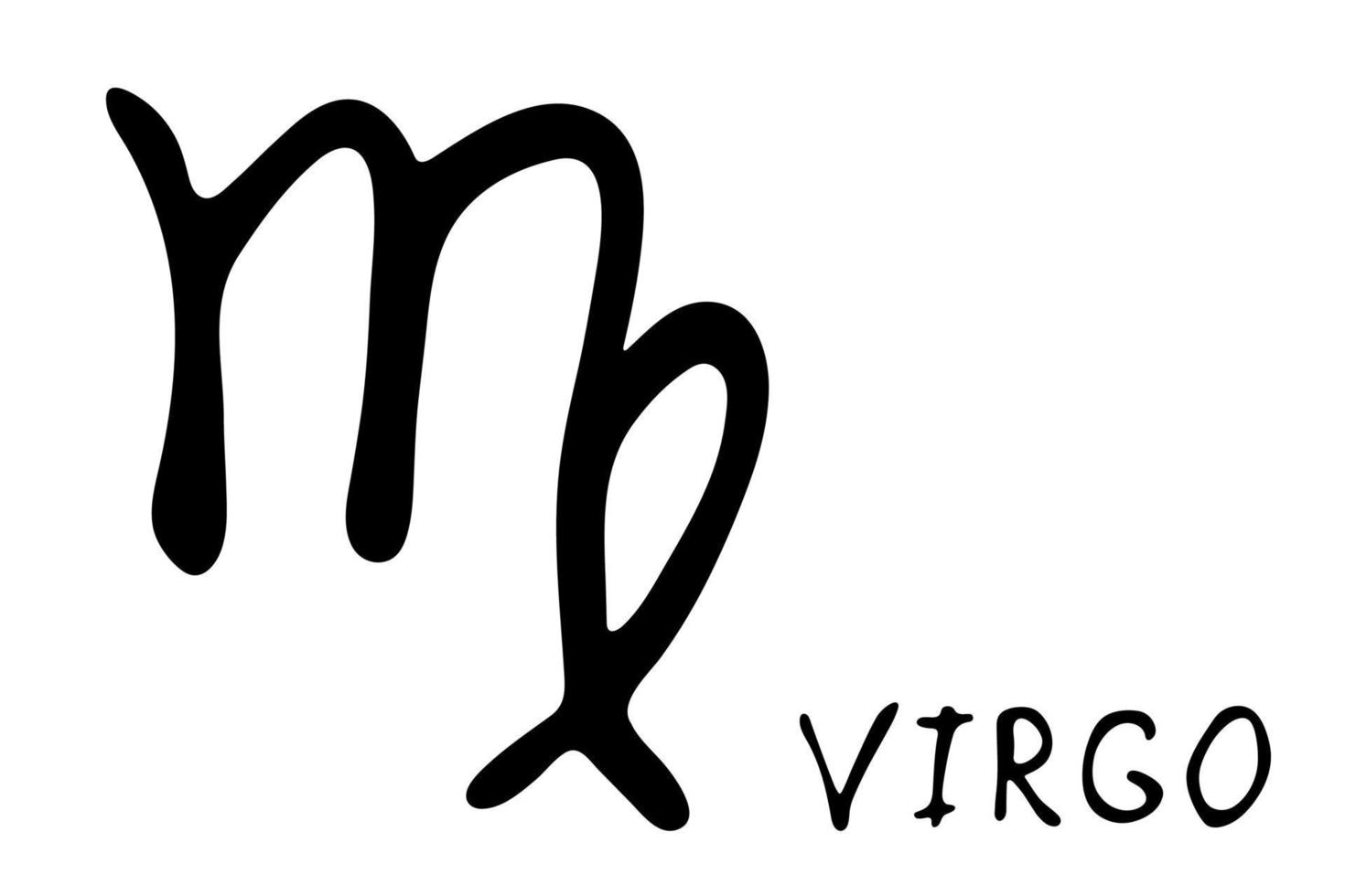 signe du zodiaque vierge dessiné à la main symbole ésotérique doodle élément clipart astrologie pour la conception vecteur