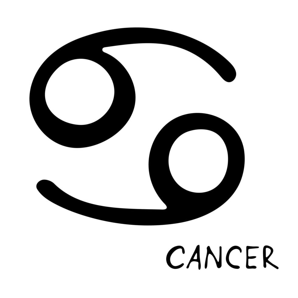 signe du zodiaque cancer dessiné à la main symbole ésotérique doodle élément clipart astrologie pour la conception vecteur