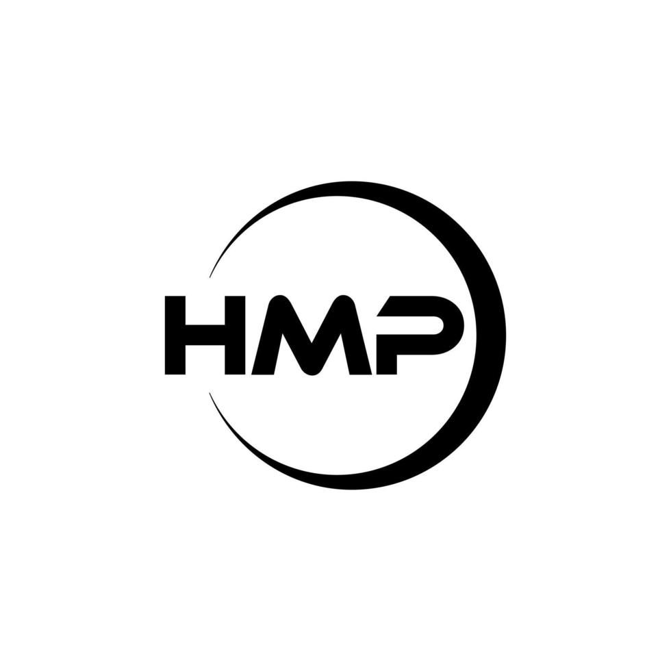 création de logo de lettre hmp dans l'illustration. logo vectoriel, dessins de calligraphie pour logo, affiche, invitation, etc. vecteur