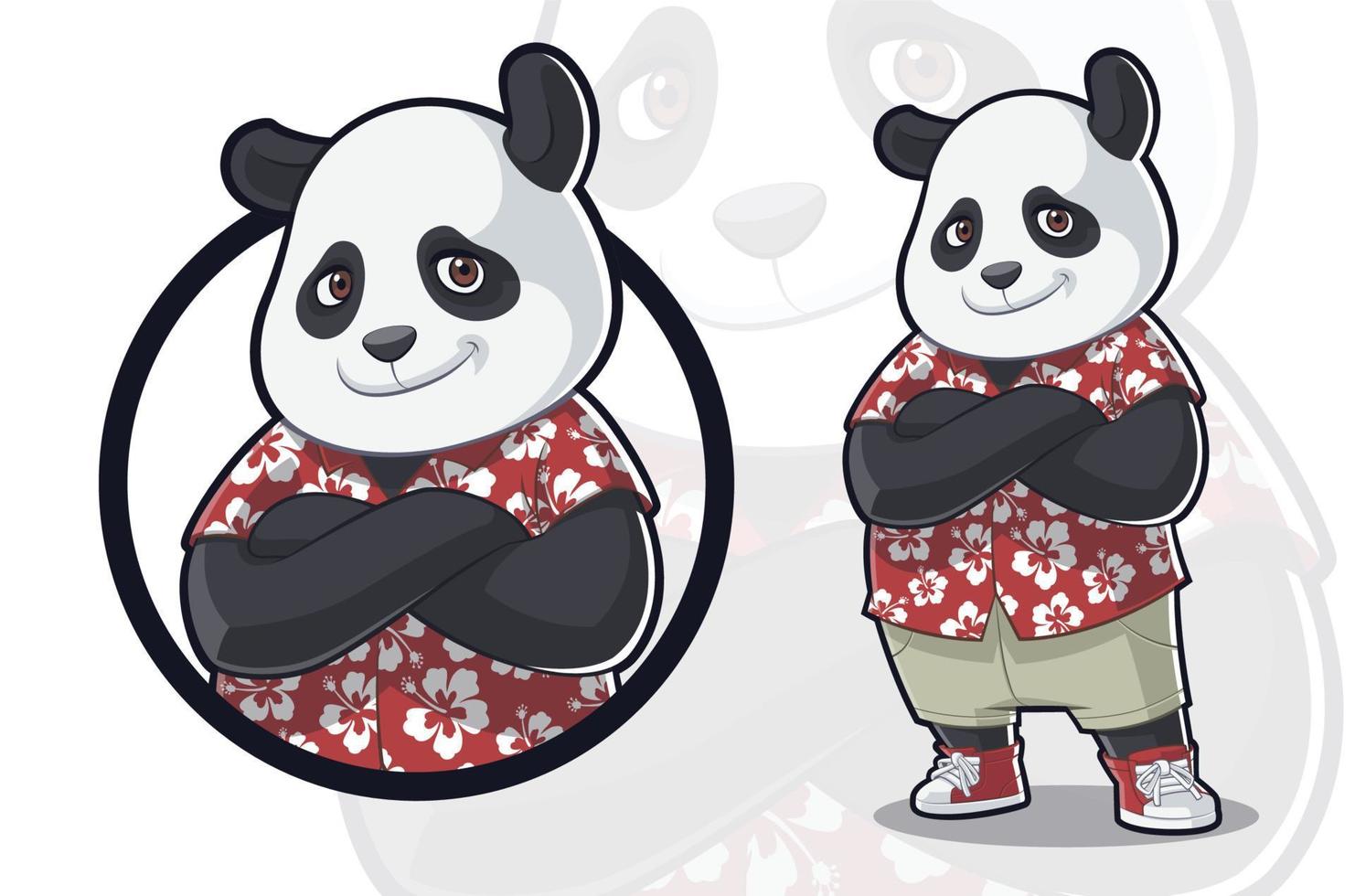 panda mignon portant une chemise hawaïenne vecteur