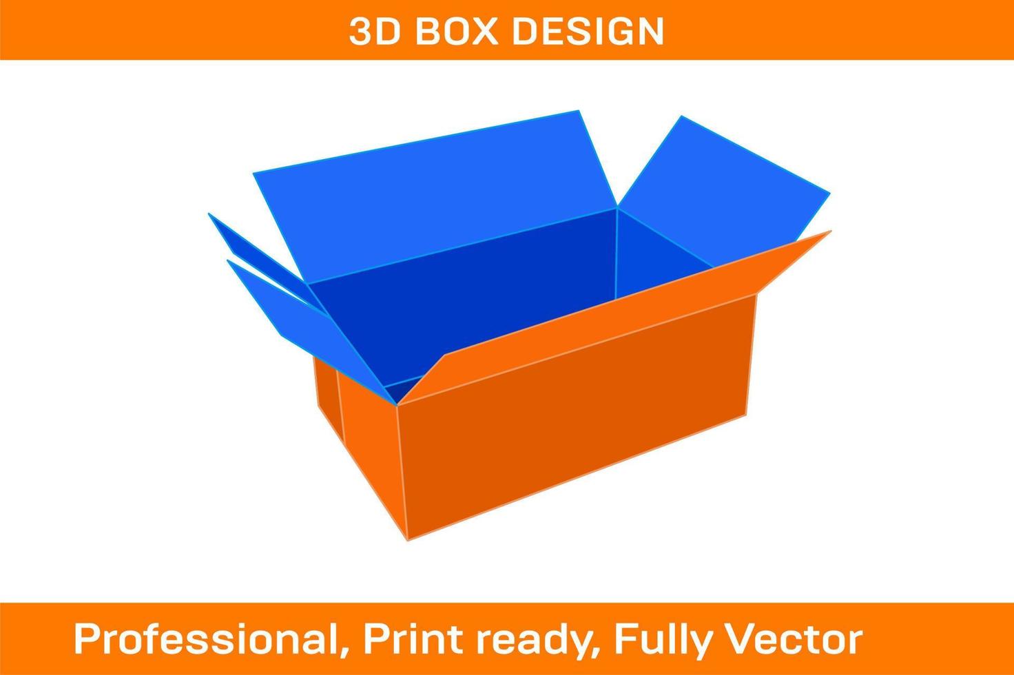 fefco231 boîte d'expédition en carton ondulé redimensionnable avec matrice de découpe vecteur