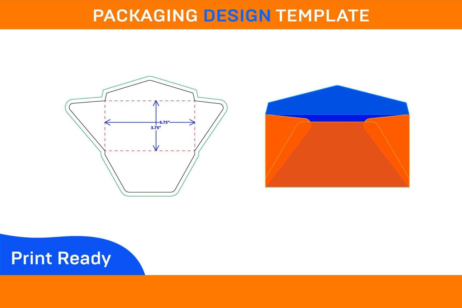 conception d'enveloppe régulière modèle de découpe 3,75x6,75 pouces et enveloppe 3d vecteur