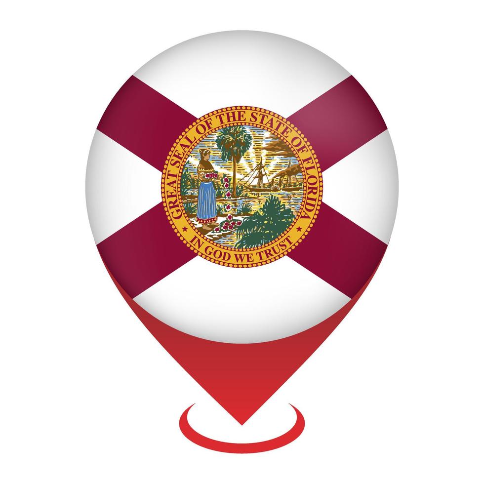 pointeur de carte avec le drapeau de l'état de la Floride. drapeau de l'Alabama. illustration vectorielle. vecteur