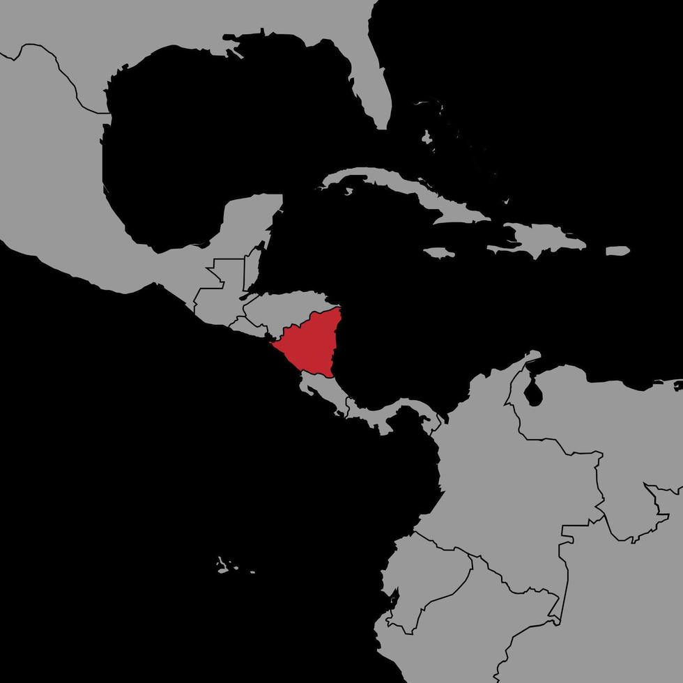 épinglez la carte avec le drapeau du nicaragua sur la carte du monde. illustration vectorielle. vecteur