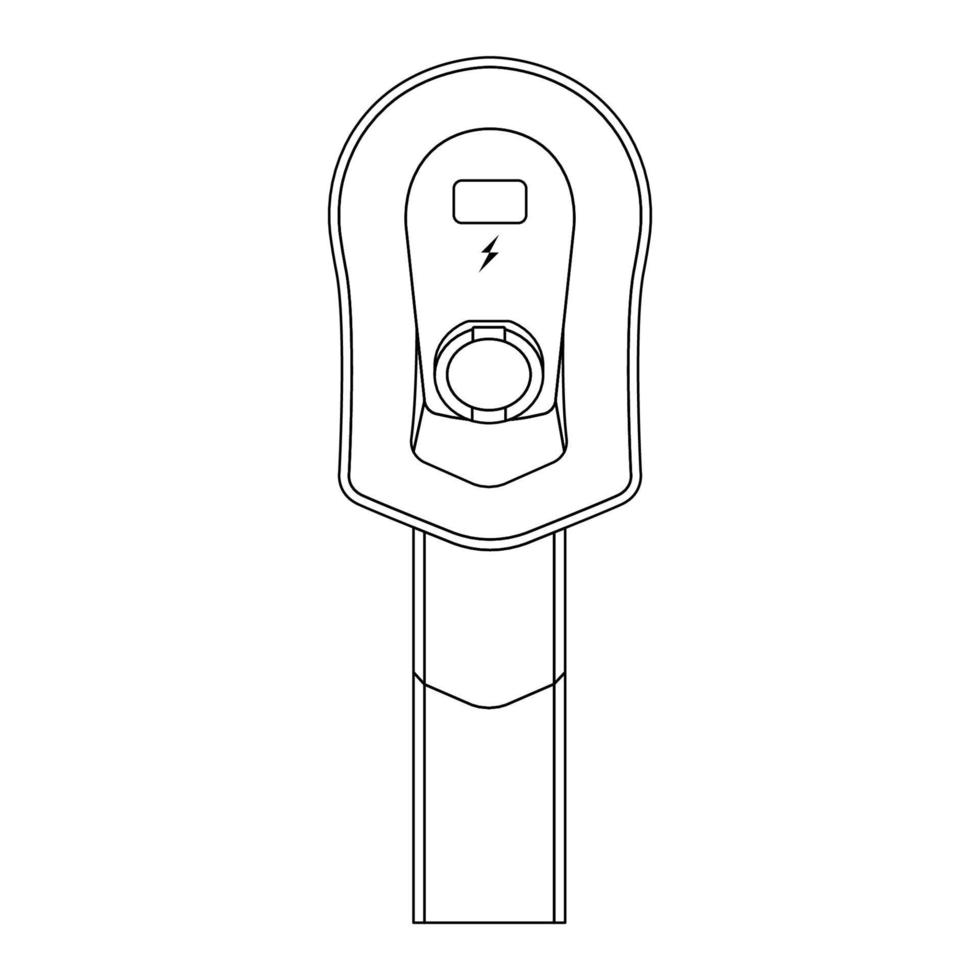 Illustration de l'icône de contour de la station de charge de véhicule électrique sur fond blanc isolé vecteur