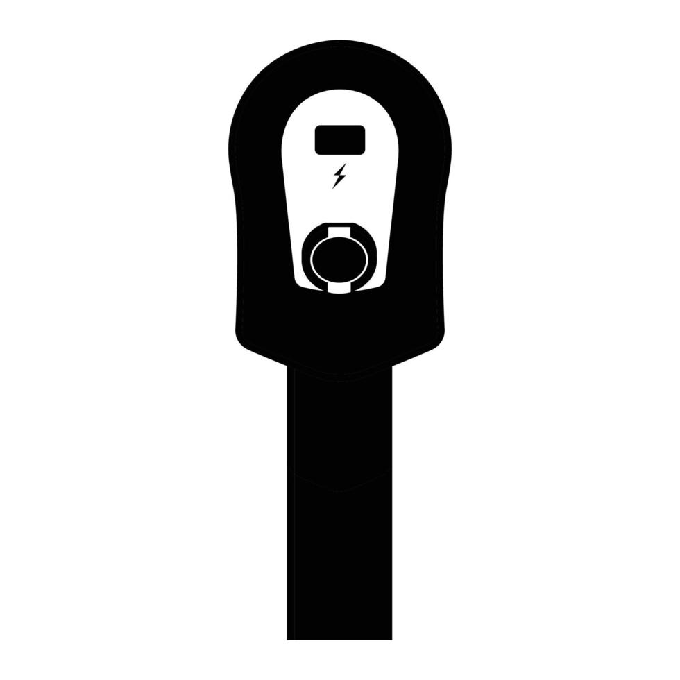 silhouette de silhouette de station de charge de véhicule électrique. élément de design icône noir et blanc sur fond blanc isolé vecteur