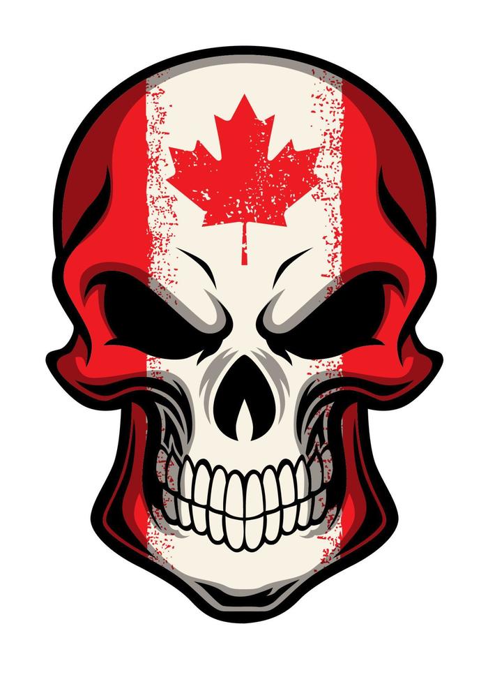 drapeau du canada peint sur le crâne vecteur