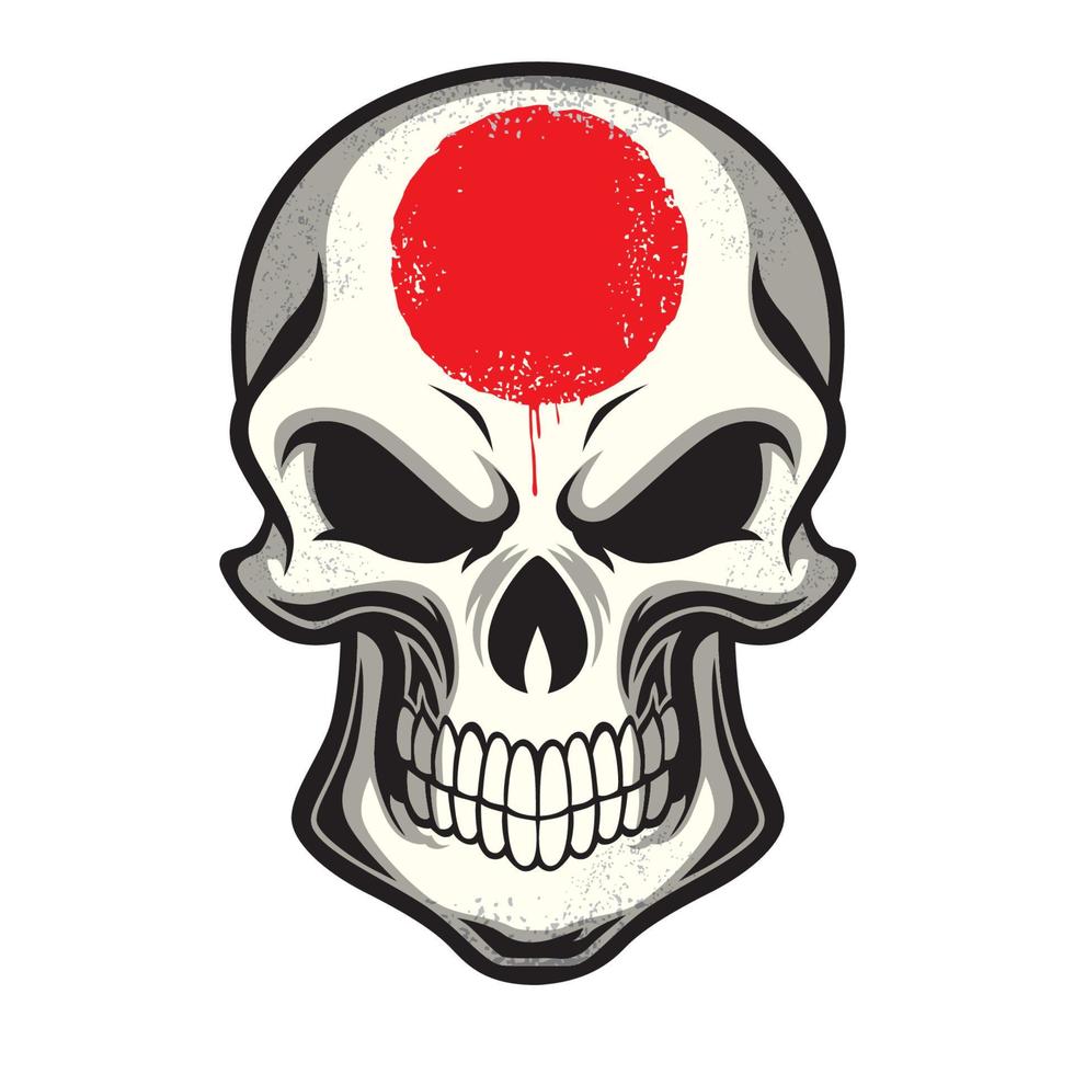 drapeau japonais peint sur le crâne vecteur