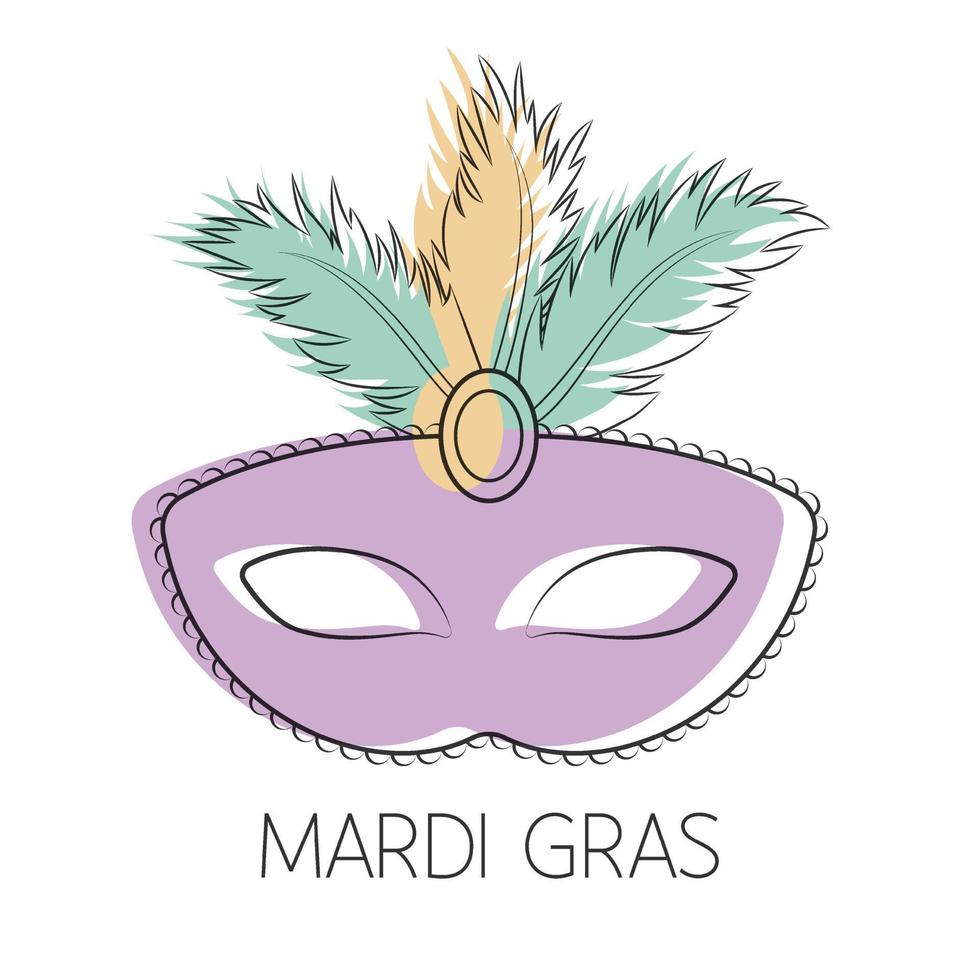 masque de mardi gras. logo de carnaval, symbole. illustration vectorielle de couleur. isolé sur blanc. vecteur