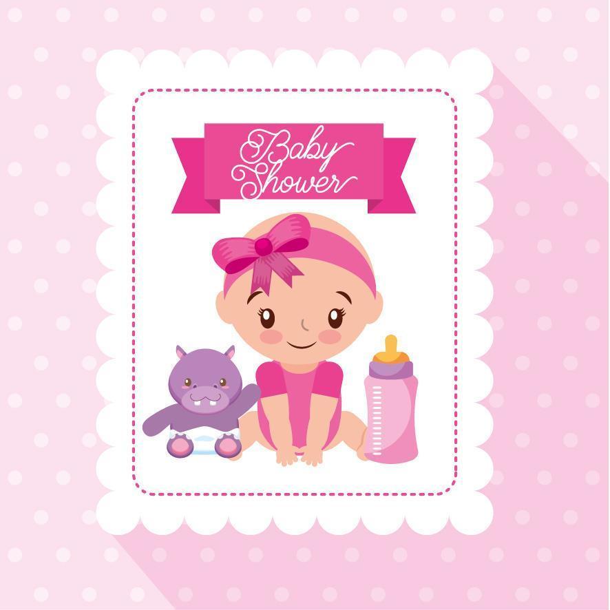 carte de douche de bébé avec jolie petite fille vecteur