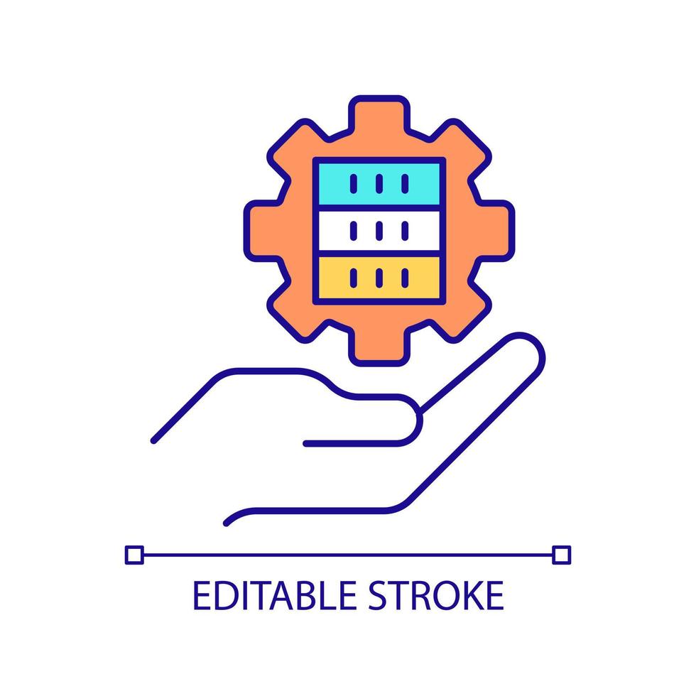 paramètres de stockage de données icône de couleur rvb. préparation du matériel serveur. amélioration du traitement des données. informatique. illustration vectorielle isolée. dessin au trait rempli simple. trait modifiable vecteur