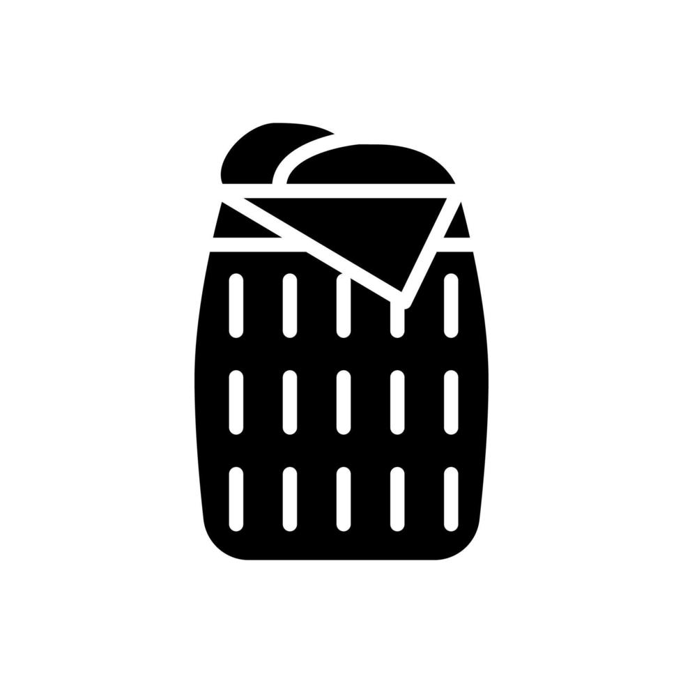 icône de glyphe noir de panier à linge. organisateur de vêtements. panier à linge sale. magasin de meubles contemporains modernes. symbole de la silhouette sur l'espace blanc. pictogramme solide. illustration vectorielle isolée vecteur