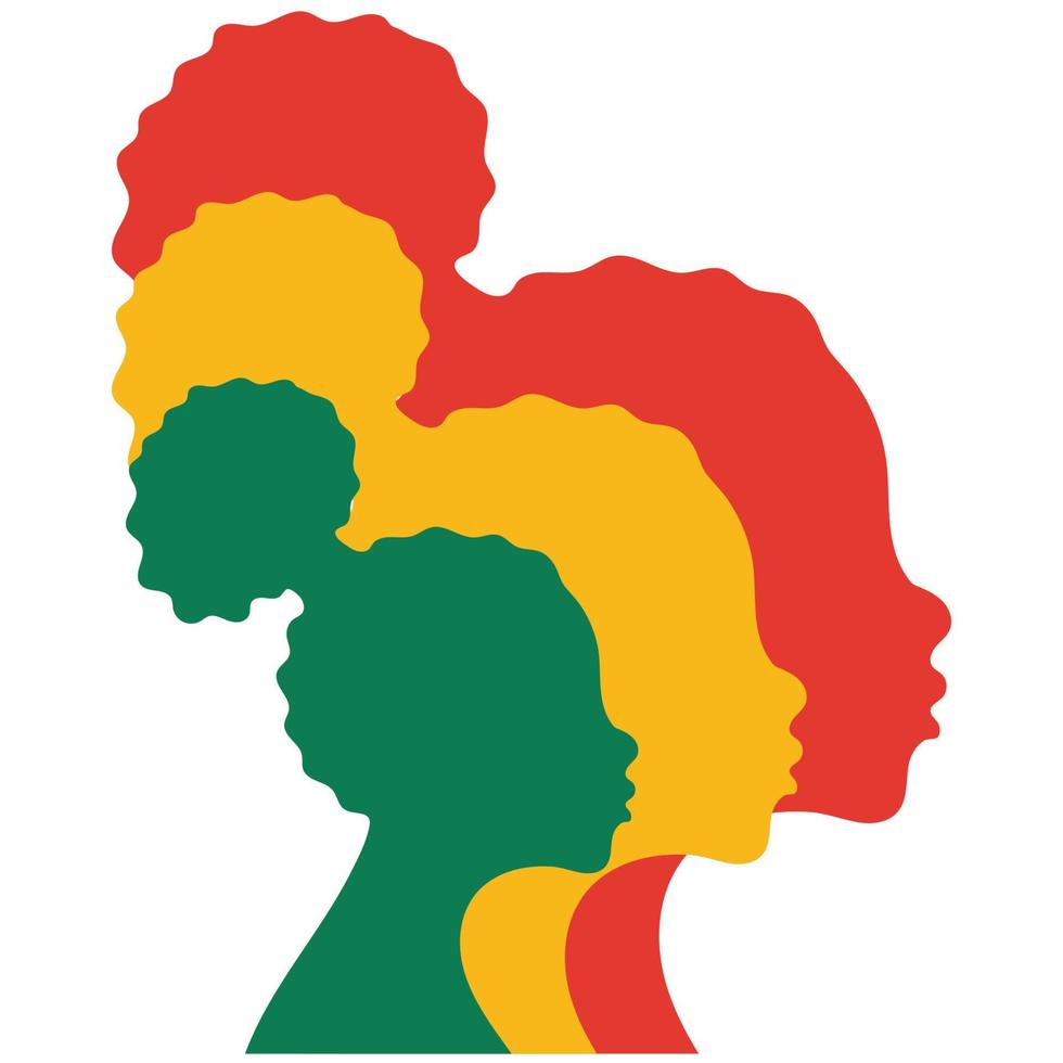 vecteur femme africaine, américaine aux cheveux bouclés. main dessiner silhouette de coiffure féminine afro.mois de l'histoire noire. histoire afro-américaine.