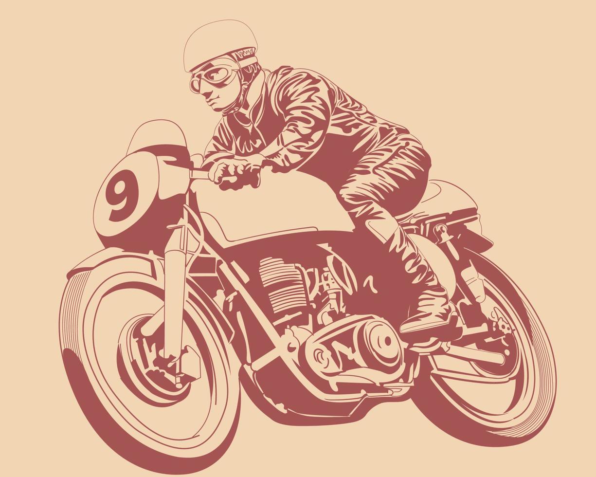 monter une illustration de moto cafe racer vecteur
