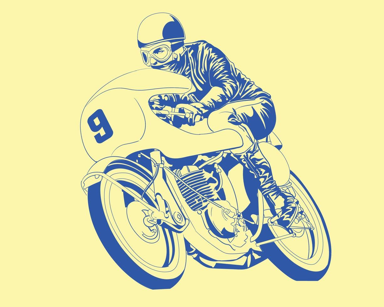 monter une illustration de moto cafe racer vecteur