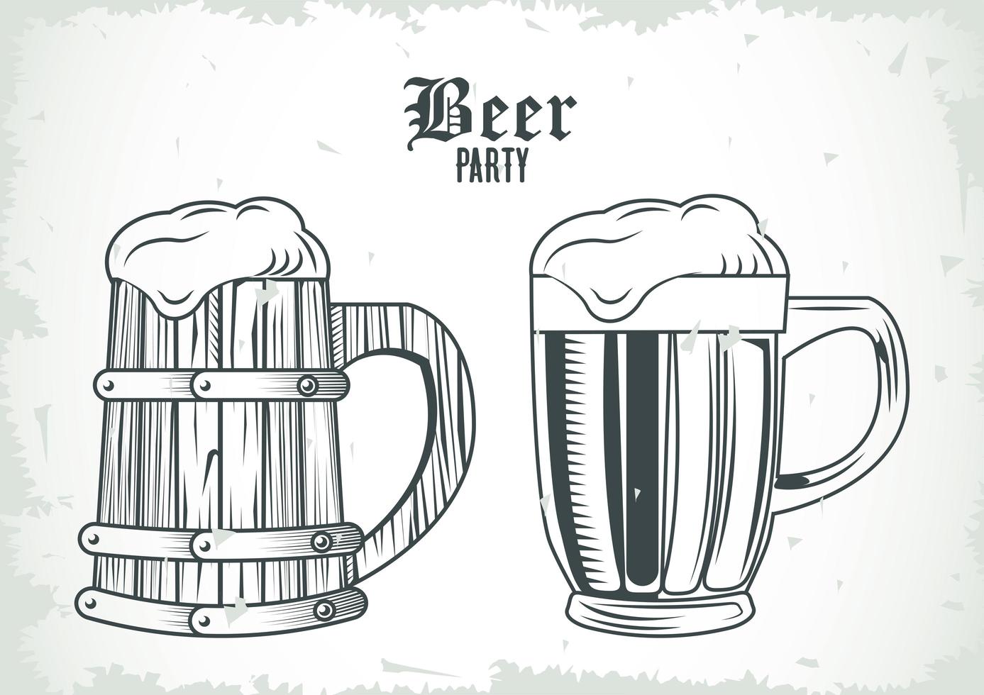 bières bocaux boissons dessinés icônes isolées vecteur