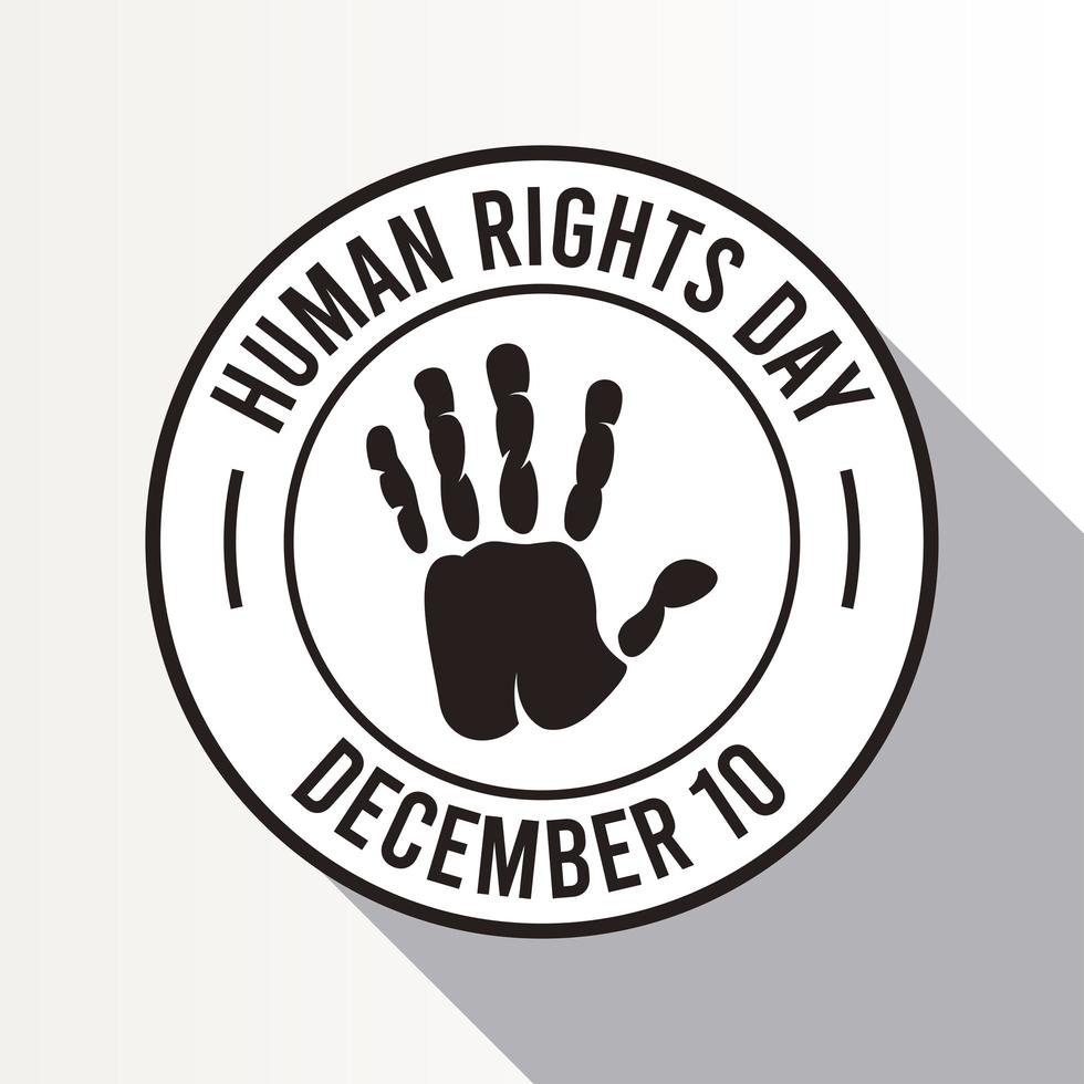affiche de la journée des droits de lhomme avec sceau imprimé à la main vecteur