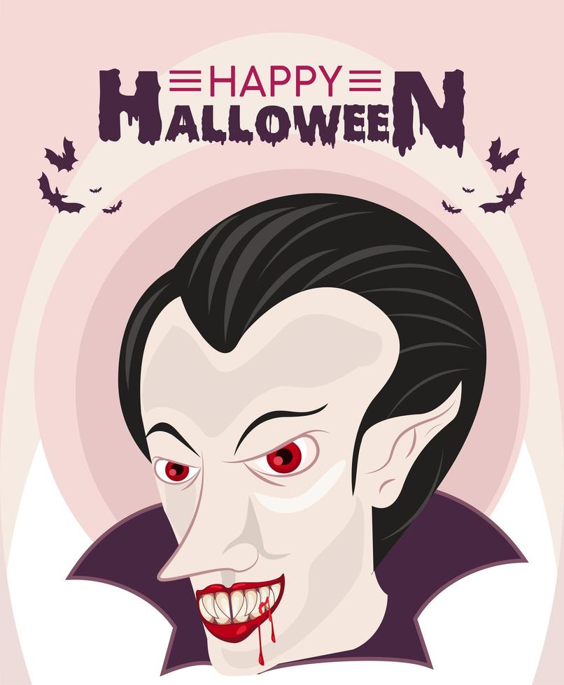 affiche de fête dhorreur halloween heureux avec vampire vecteur
