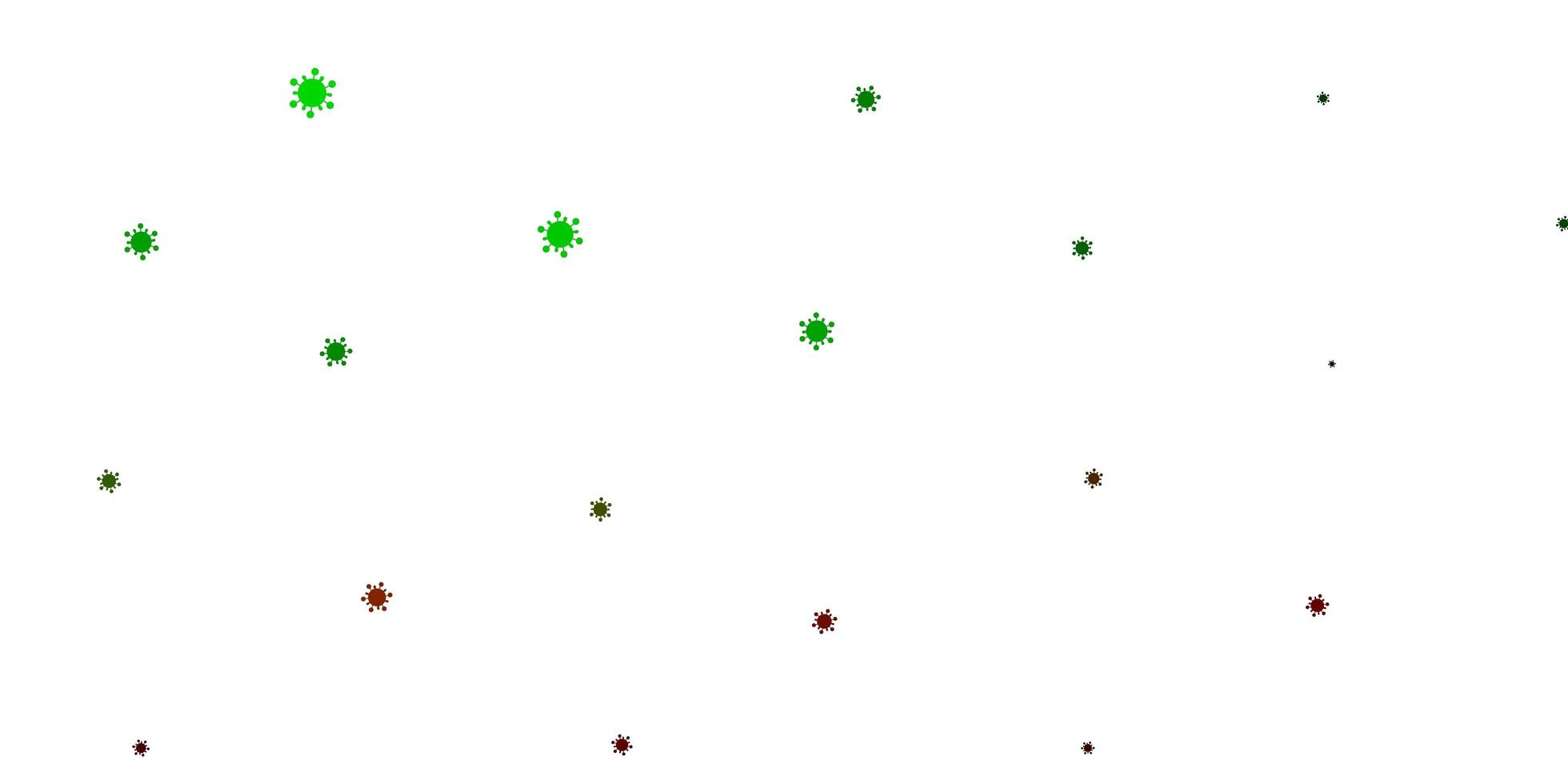 modèle vectoriel vert clair et rouge avec des éléments de coronavirus.