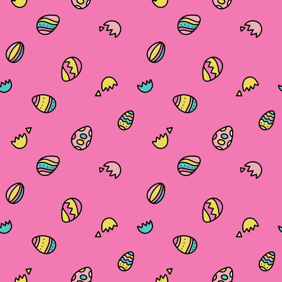 les oeufs de pâques chassent le modèle sans couture. fond d'oeuf rétro groovy. conception abstraite de surface eggy pour l'emballage de pâques ou les cartes d'invitation. Style vintage des années 70. illustration vectorielle de doodle linéaire. vecteur