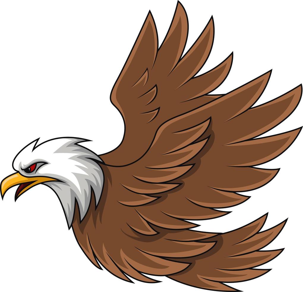personnage de mascotte de dessin animé aigle volant vecteur