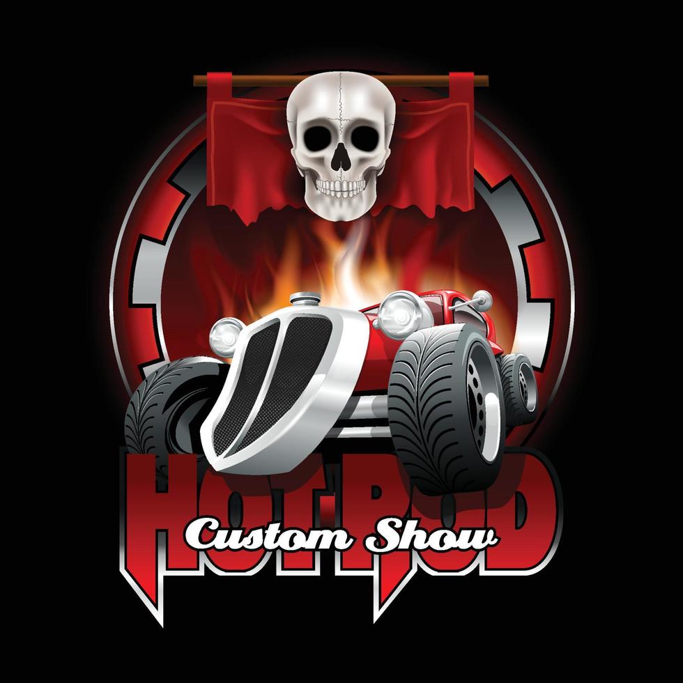 logo hot rod vintage pour l'impression sur des t-shirts ou des affiches. illustration vectorielle. vecteur