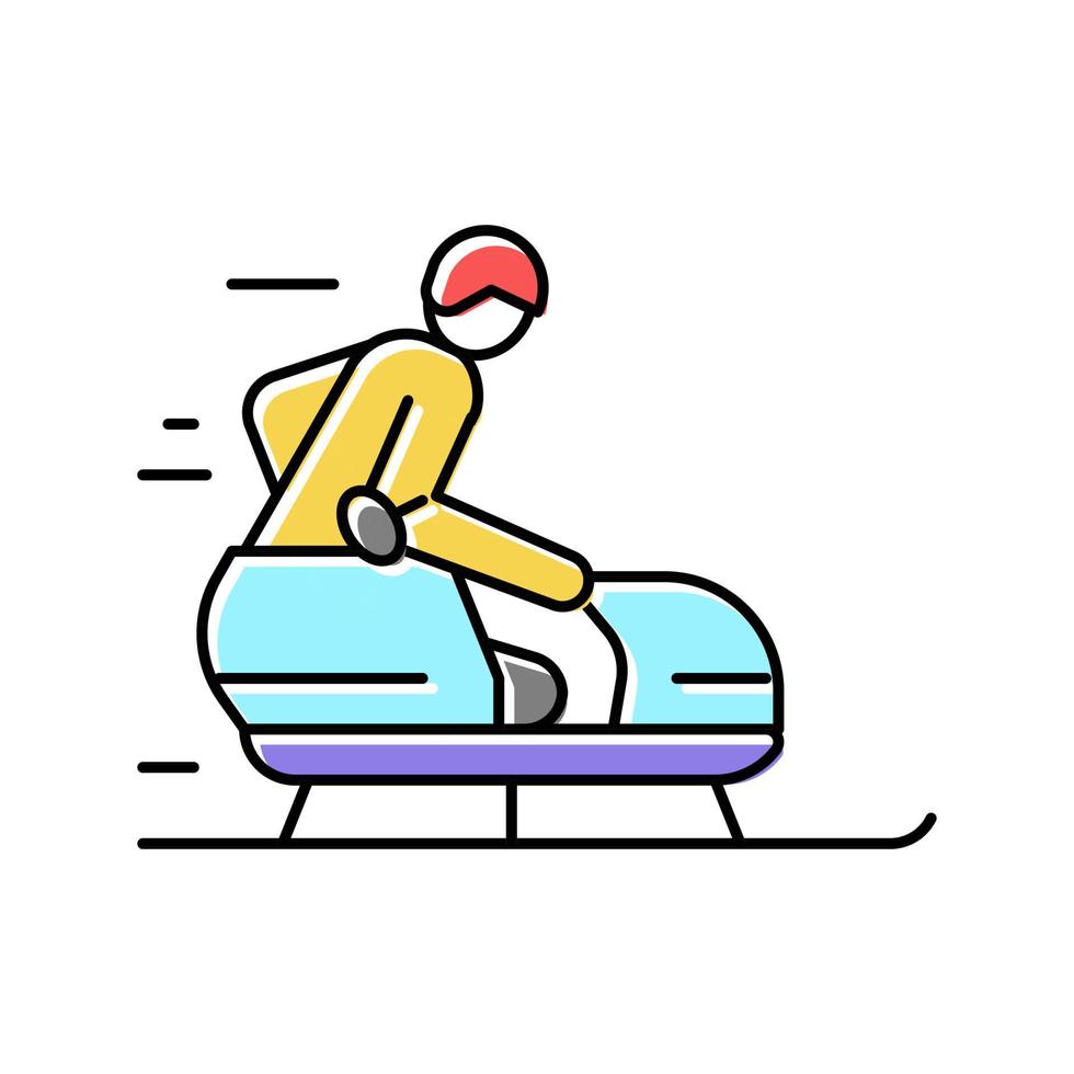 bobsleigh handicapé athlète couleur icône illustration vectorielle vecteur