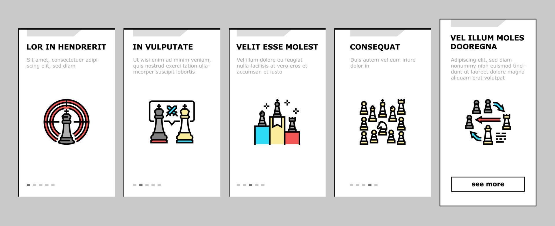 jeu d'échecs stratégie intelligente figure icônes d'intégration ensemble vecteur