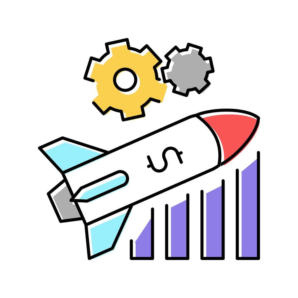 lancer l'illustration vectorielle de l'icône de couleur de la fusée financière vecteur