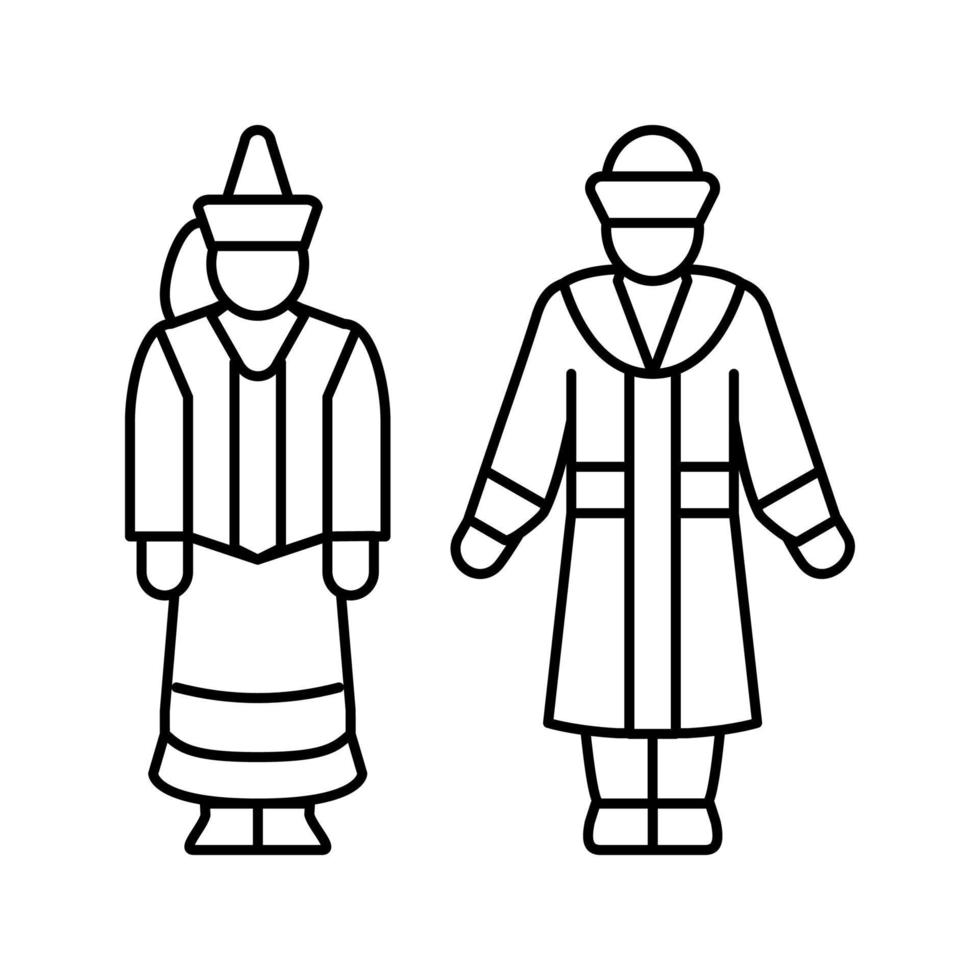 illustration vectorielle de l'icône de la ligne nationale de vêtements du kazakhstan vecteur