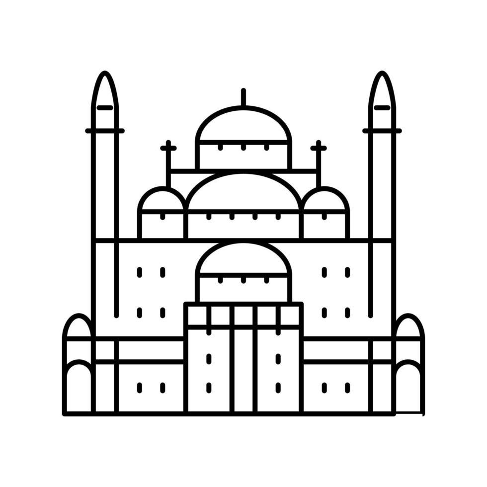 illustration vectorielle de l'icône de la ligne de la mosquée suleiman pacha vecteur