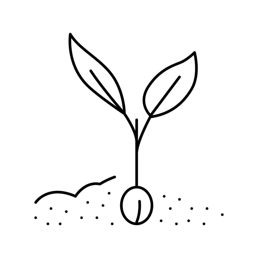 illustration vectorielle de l'icône de la ligne de feuille de germination vecteur