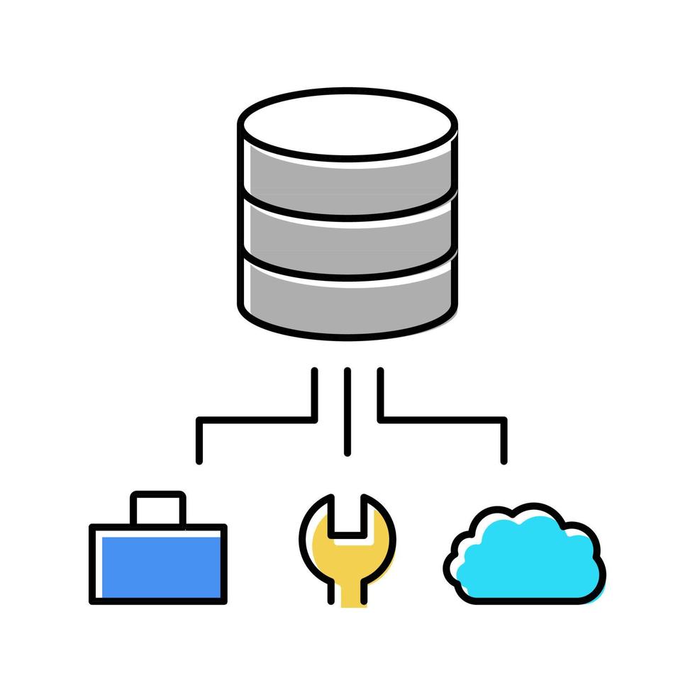 illustration vectorielle d'icône de couleur de traitement numérique d'entreprise, fixe et de stockage en nuage vecteur