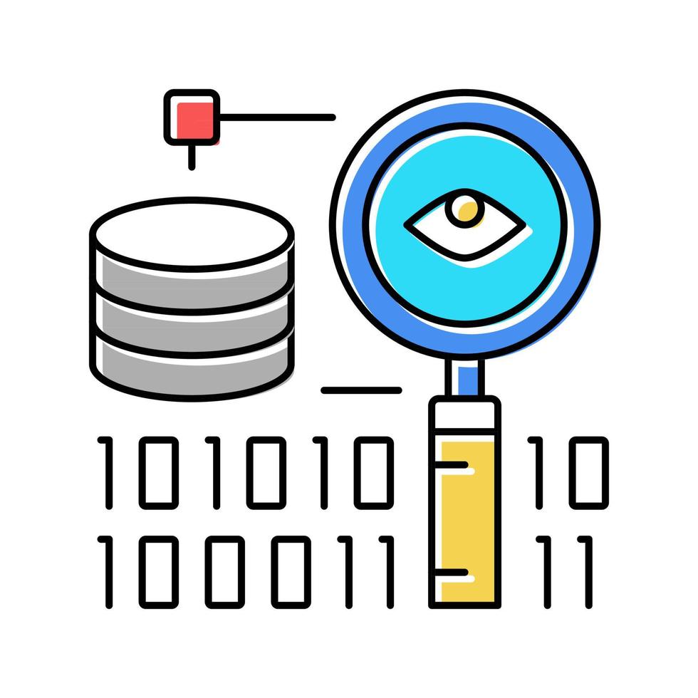 analyse binaire traitement numérique icône couleur illustration vectorielle vecteur